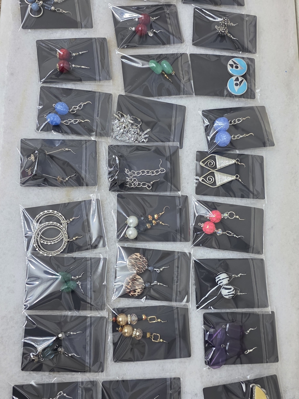 Bundle of 27 Pairs Earrings Beaded Dangle Hoop Costume Jewelry Lot